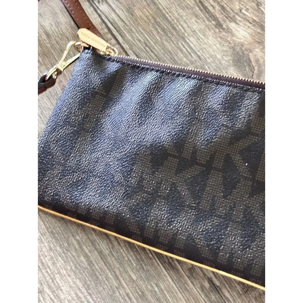Michael Kors Women's Brown MK Monogram Slim Specchio Crossbody Bag